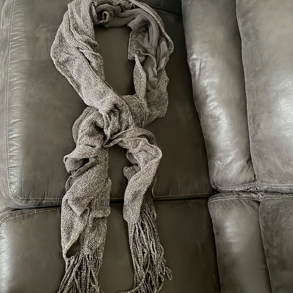 Grey and Silver fringed Scarf